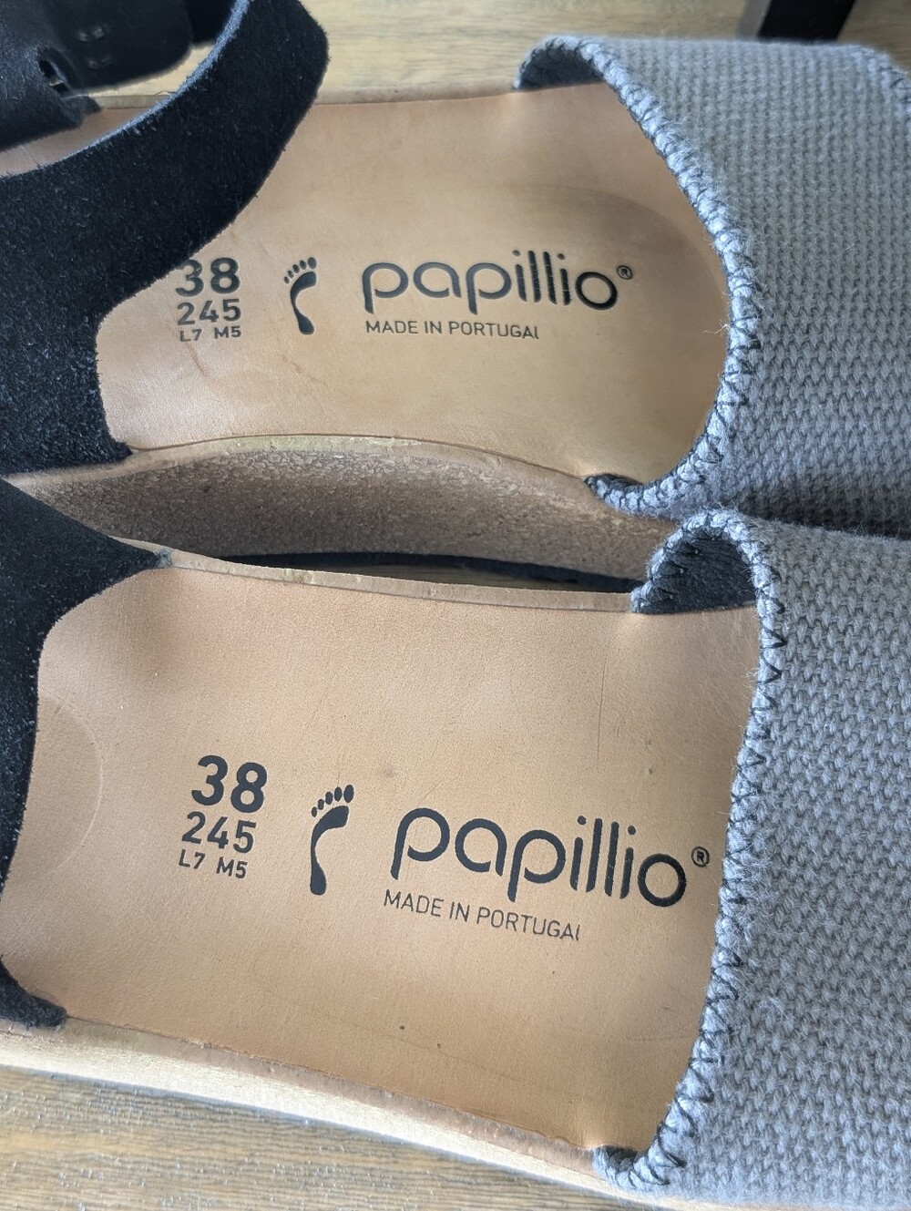 Papillio Birkenstock Glenda 38 Platform Sandal Gray Canvas Suede Ankle Strap - Picture 11 of 11